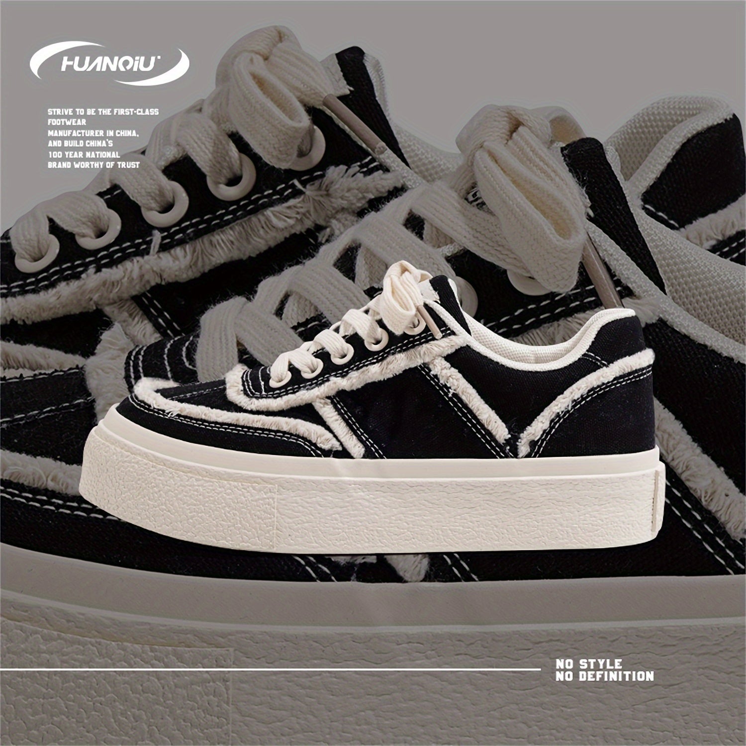 HUANQIU Raw Trim Non-slip Sneakers For Women