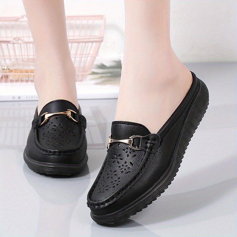 Women's Hollow Out Mules Slip On Outdoor Shoes Women's Leather Shoes