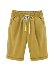 High Rise Drawstring Shorts Women's Plus Solid Casual S