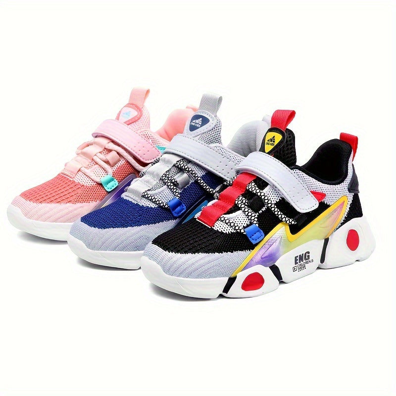 Boy's Knit Running Shoes Hook And Loop Fastener Soft Sole Sneakers