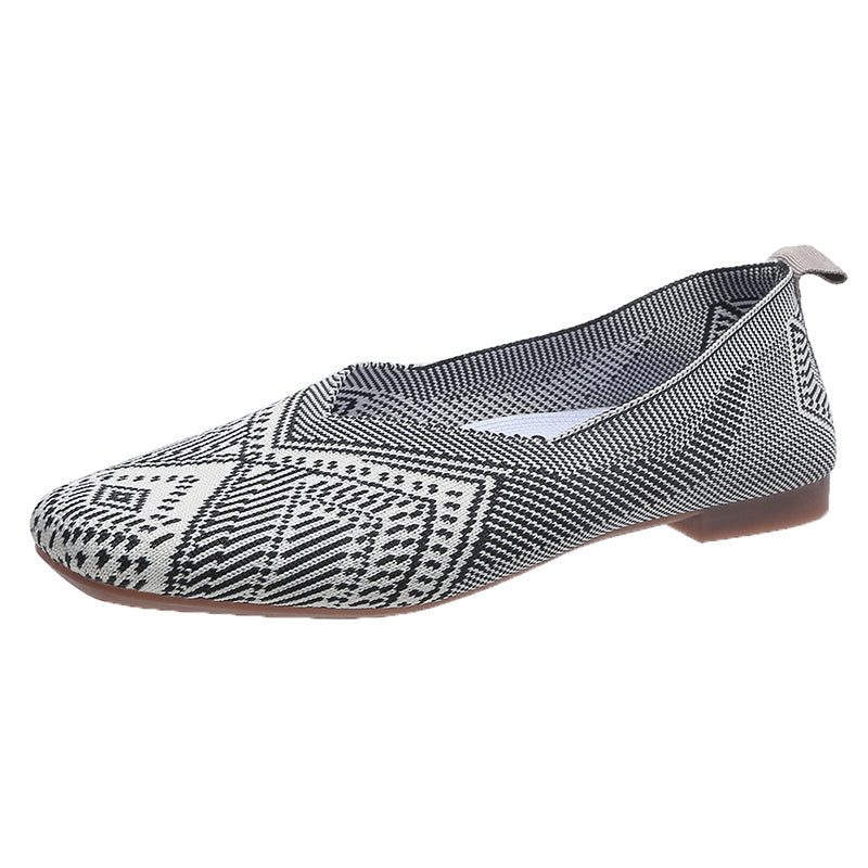 Geometric Pattern Slip on Flat Shoes Ultra Light Soft Sole Women's Ballet Shoes