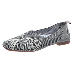 Geometric Pattern Slip on Flat Shoes Ultra Light Soft Sole Women's Ballet Shoes