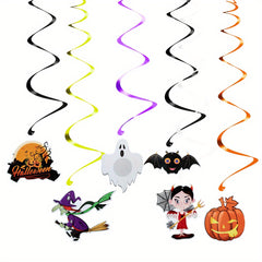 6pcs Ghost & Spiral Halloween Hanging Decoration Set Witch Spider Pendant Ghost