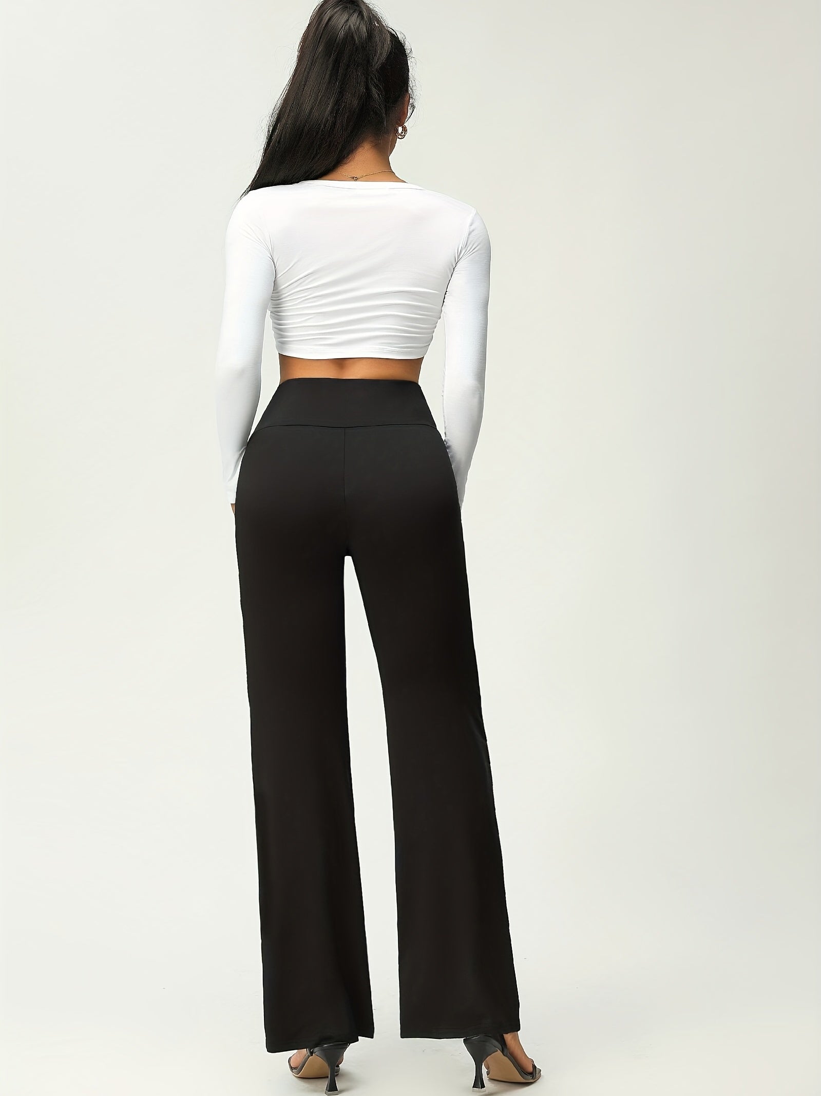 Women's High Waist Flare Leg Stretchy Pants