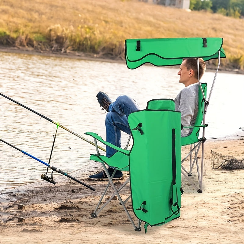 Portable Folding Armchair with Canopy for Camping and Beach