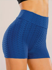Honeycomb Textured Yoga Shorts High Waist Fitness Gym Exercise Women's Activewea