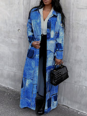 Patchwork Graphic Print Jacket Open Front Outerwear