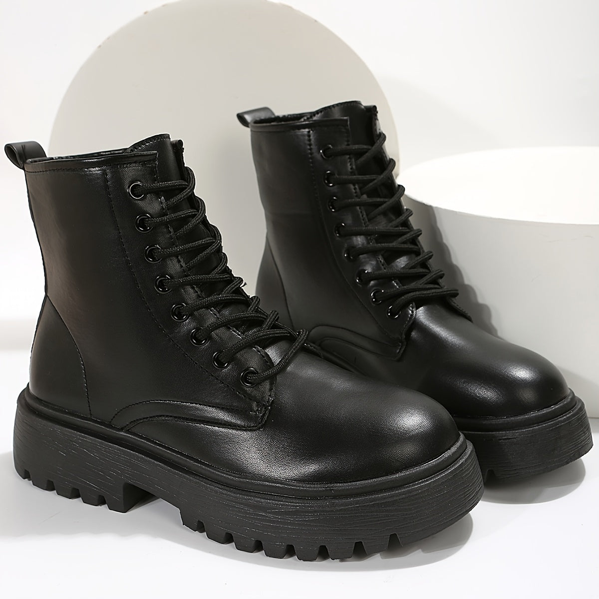 Chunky Heel Ankle Boots Lace Up Short Boots Women's Footwear