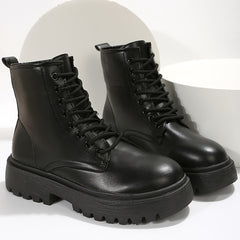 Chunky Heel Ankle Boots Lace Up Short Boots Women's Footwear