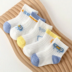 5pairs Baby Boys Kids Mesh Breathable Crew Socks for Spring and Summer