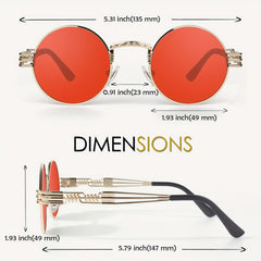Retro Steampunk Round Metal Polarized Sunglasses