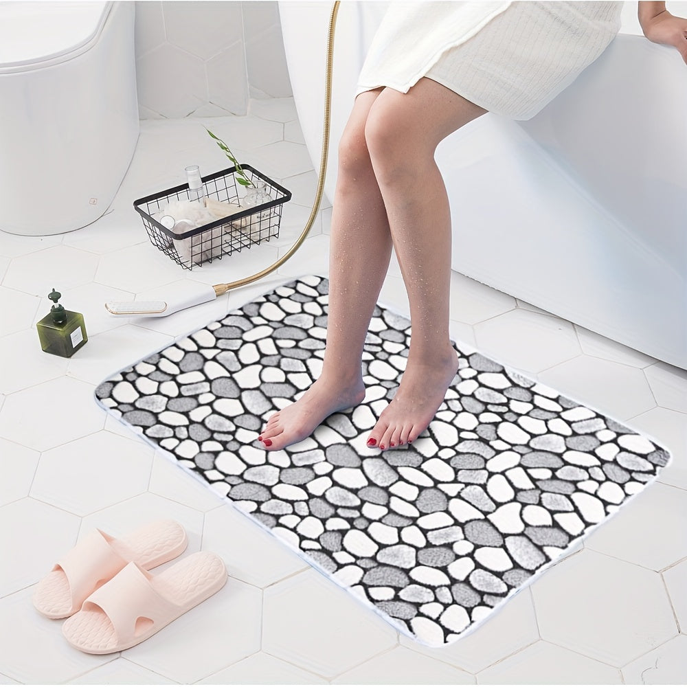 Flower Printed Non Slip Bathroom Rug Padded Bath Mat Shower Comfort Mat
