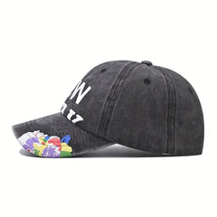 YORK Washed Baseball Cap Embroidery Casual Sun Hat Y2K Dad Hats