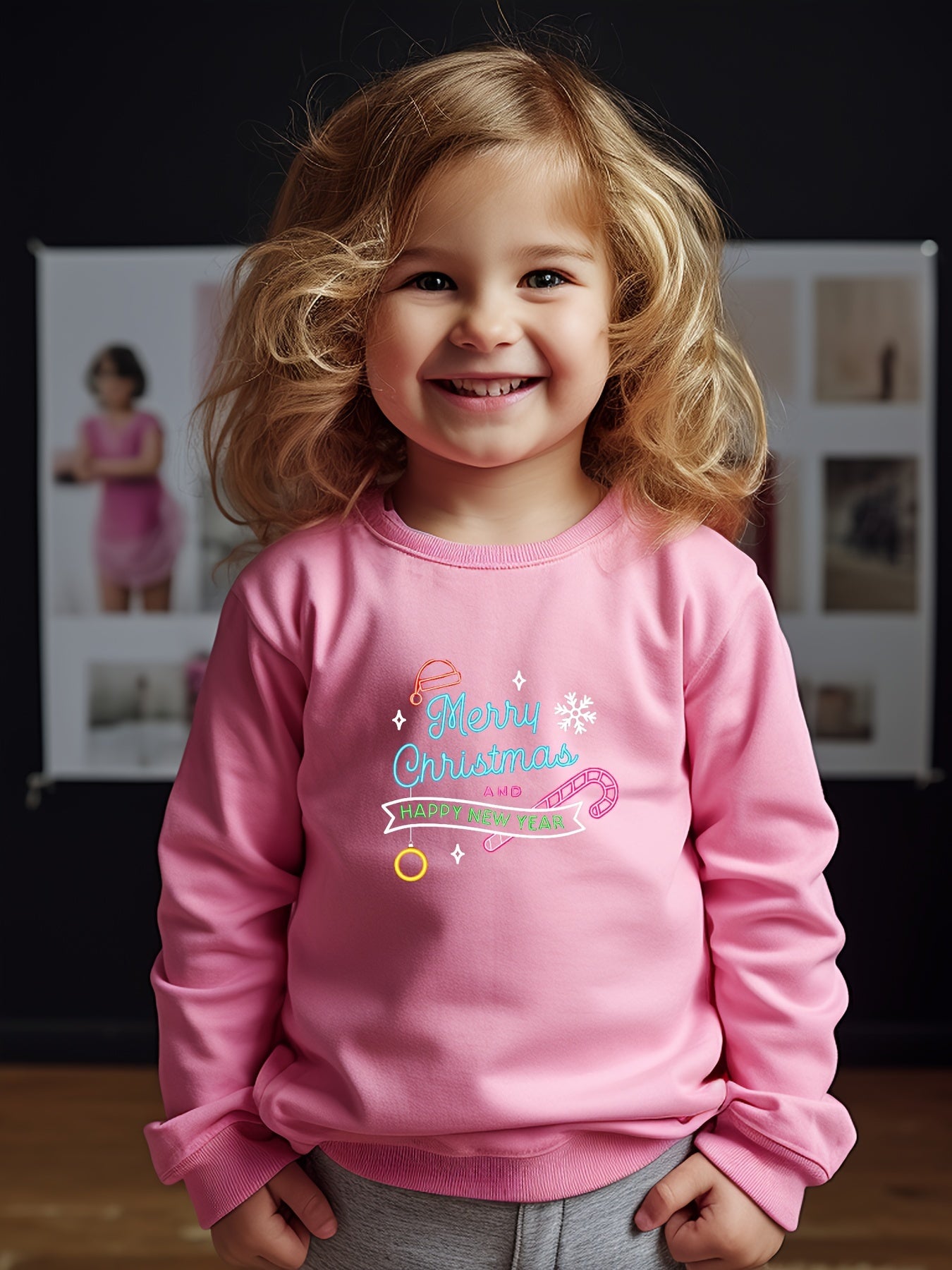 OERYUI Kids Christmas Cartoon Print Long Sleeve Sweatshirt Top
