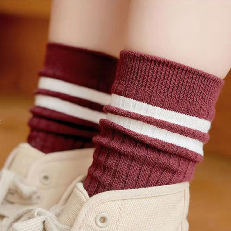 10 Pairs All Season Women's Crew Socks Striped Ten Colors