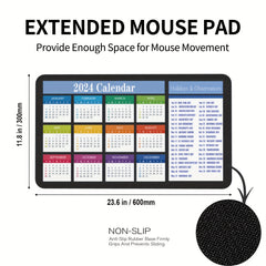 Large Calendar Mouse Pad for Women 30x60cm