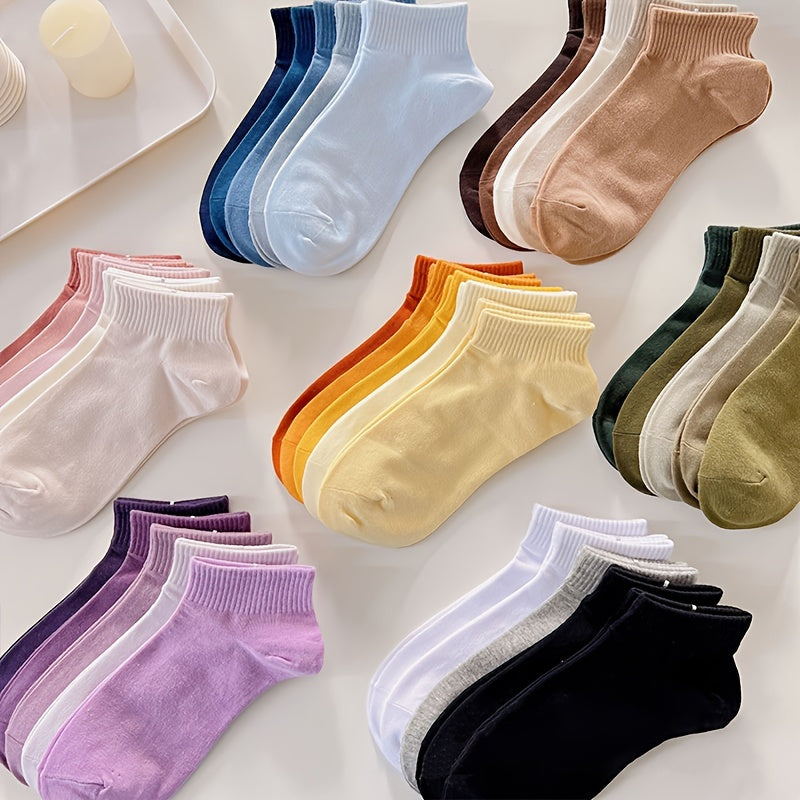 5 Pairs Women's Sports Short Socks Solid Color Breathable Stockings