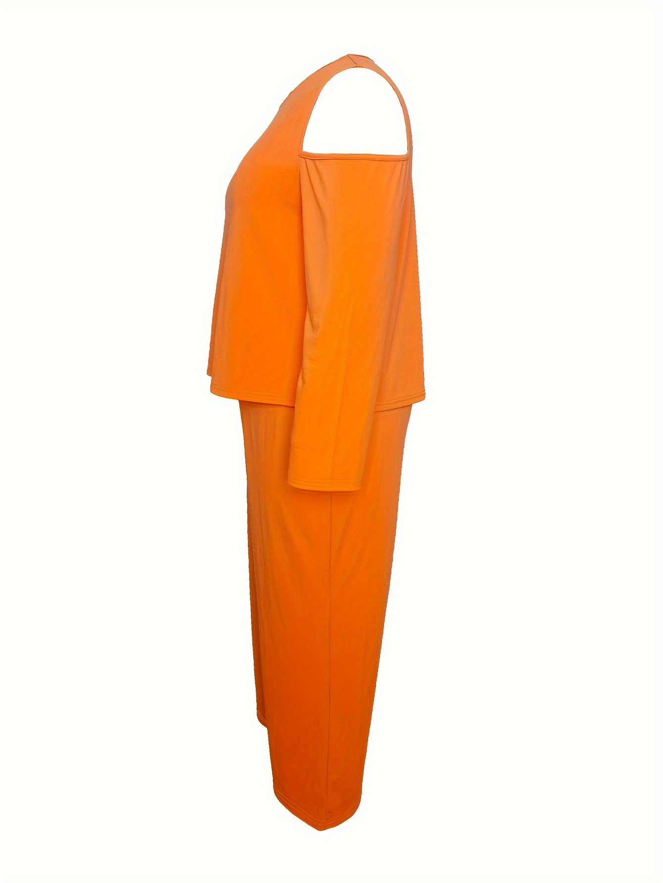 Solid Cold Shoulder Long Sleeve Top & Pants Set