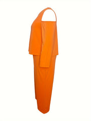 Solid Cold Shoulder Long Sleeve Top & Pants Set