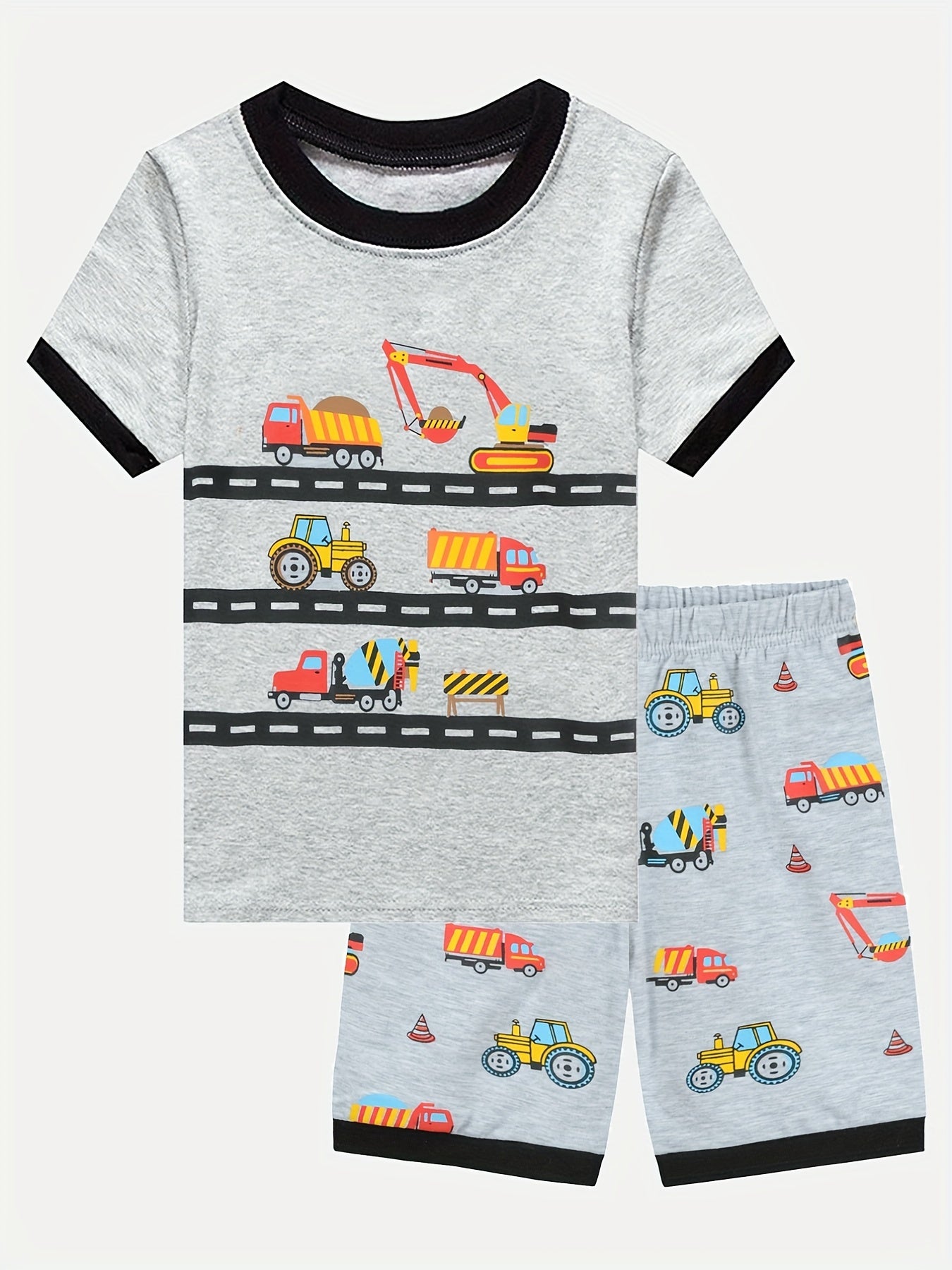 Boys Cartoon Cars Pajama Set Short Sleeves Tops & Bottoms