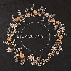 Flower Rhinestone Crystal Faux Pearl Headband Hair Jewelry