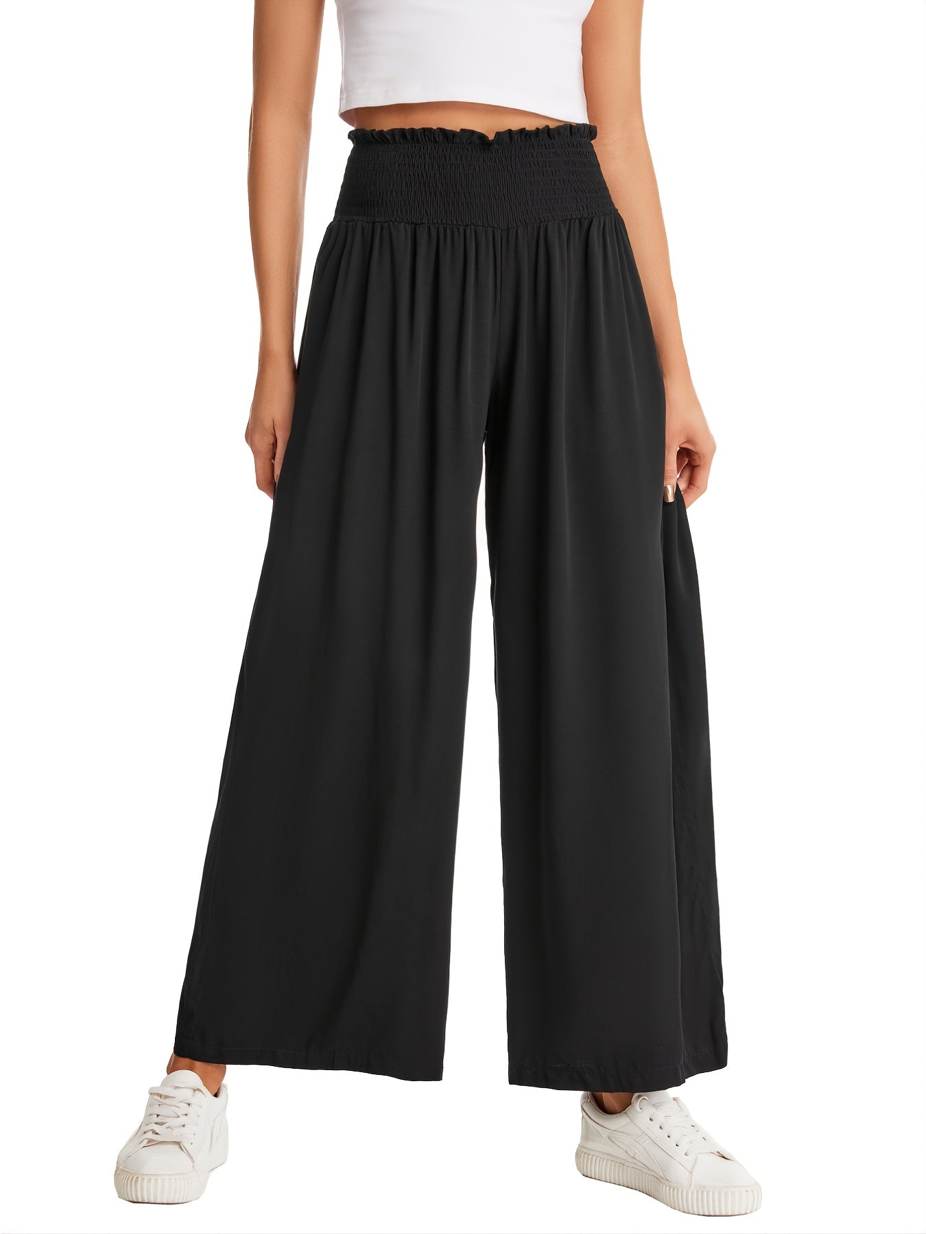 Women's Wide Leg High Waist Casual Trousers