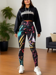 Graffiti Print High Rise Leggings
