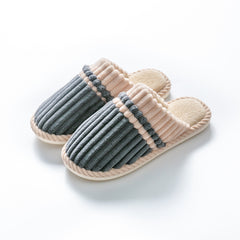 Men's Striped Fleece Cozy Non slip Slippers Winter
