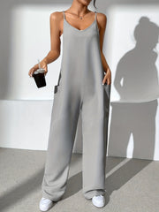 V Neck Jumpsuit with Pockets for Women