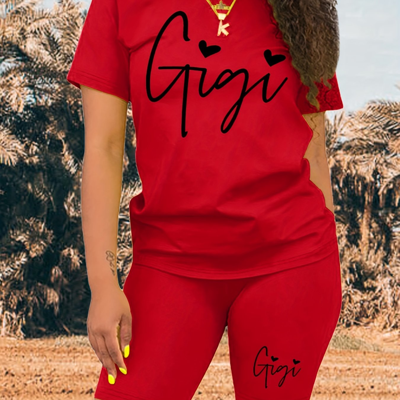 Sporty Two-piece Set Casual T-shirt & Shorts Outfit