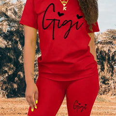 Sporty Two-piece Set Casual T-shirt & Shorts Outfit