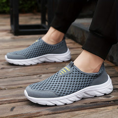 Men's Slip On Sneakers Breathable Hollow Outdoor Walking Shoes