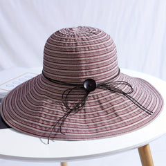 Foldable Sun Hat Bow Decor Cotton Bucket Hat Breathable