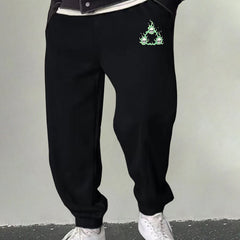 Men's Flame Skull Sweatpants Drawstring Joggers