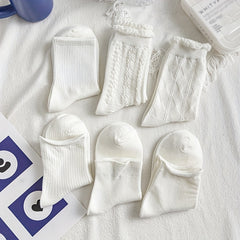 6 Pairs Solid Socks Comfy Breathable Women's Stockings Hosiery