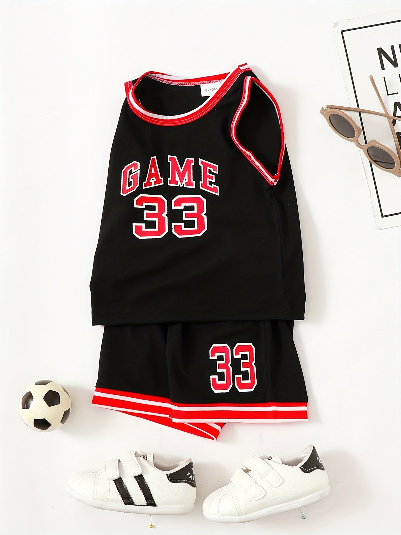 Toddler Kid Basketball Jersey Outfit Game 83 Tank Top Track Shorts Set
