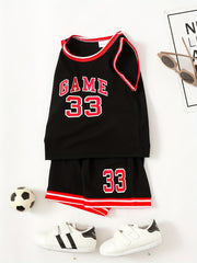 Toddler Kid Basketball Jersey Outfit Game 83 Tank Top Track Shorts Set