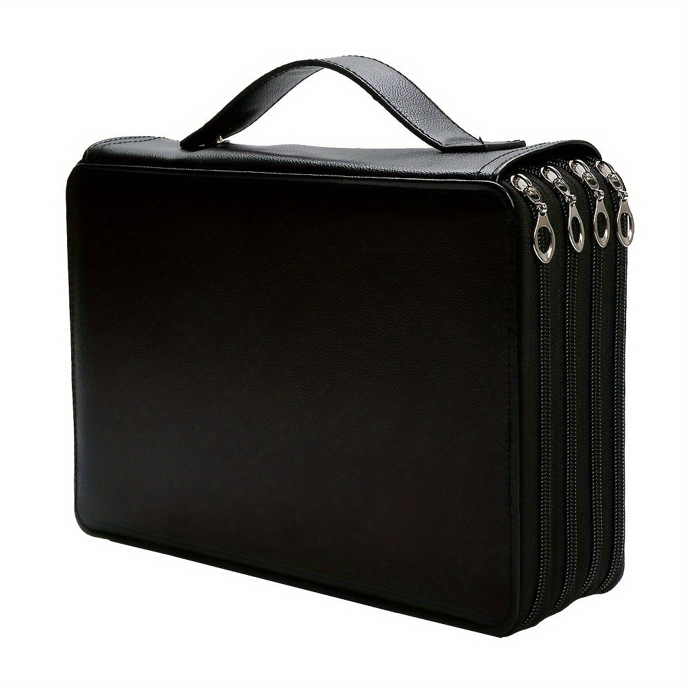200 Slots Colored Pencil Organizer PU Leather Pencil Case Holder