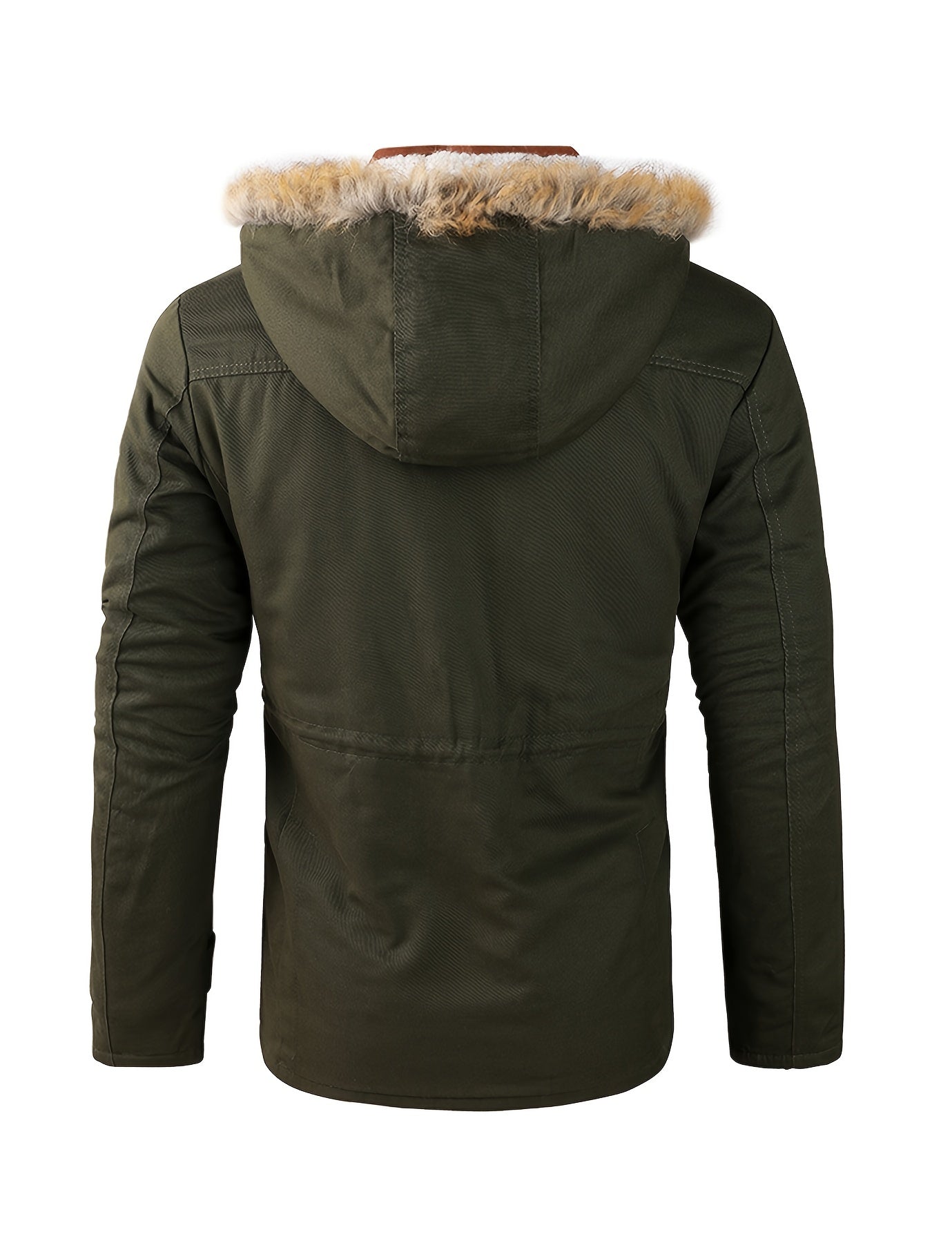 Men's Plush Outdoor Jacket Hooded Winter Coat