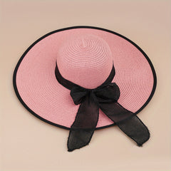 Oversized Brim Straw Hat Sun Protection Big Brim Hat Seaside Bow Beach Hat