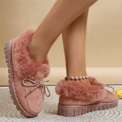 Women's Fluffy Short Boots Thermal Slip On Snow Boots