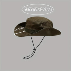Unisex Sunshade Bucket Hat with Drawstring for Outdoor Travel