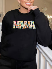 Floral Letter Print Long Sleeve Top