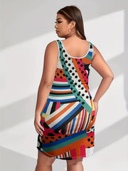 Colorblock Polka Dot Pajama Tank Dress