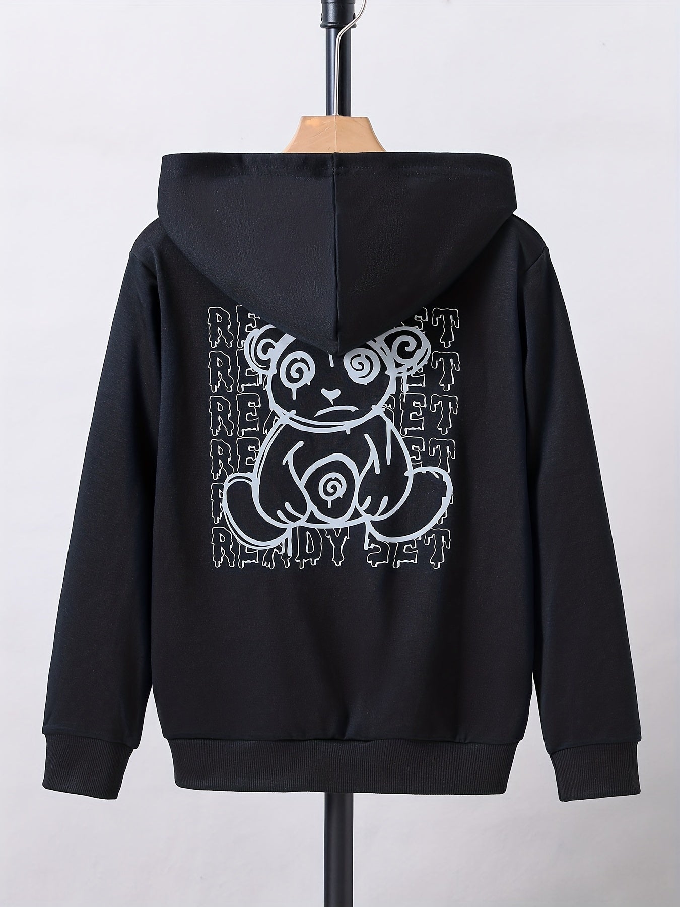 Bear & Letter Print Boys Pullover Sweatshirt Long Sleeve Crew Neck Tops Kids