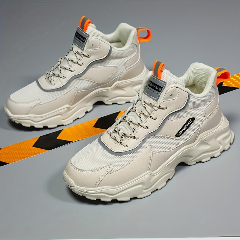 Men's Breathable Faux Leather Chunky Sneakers for Gym