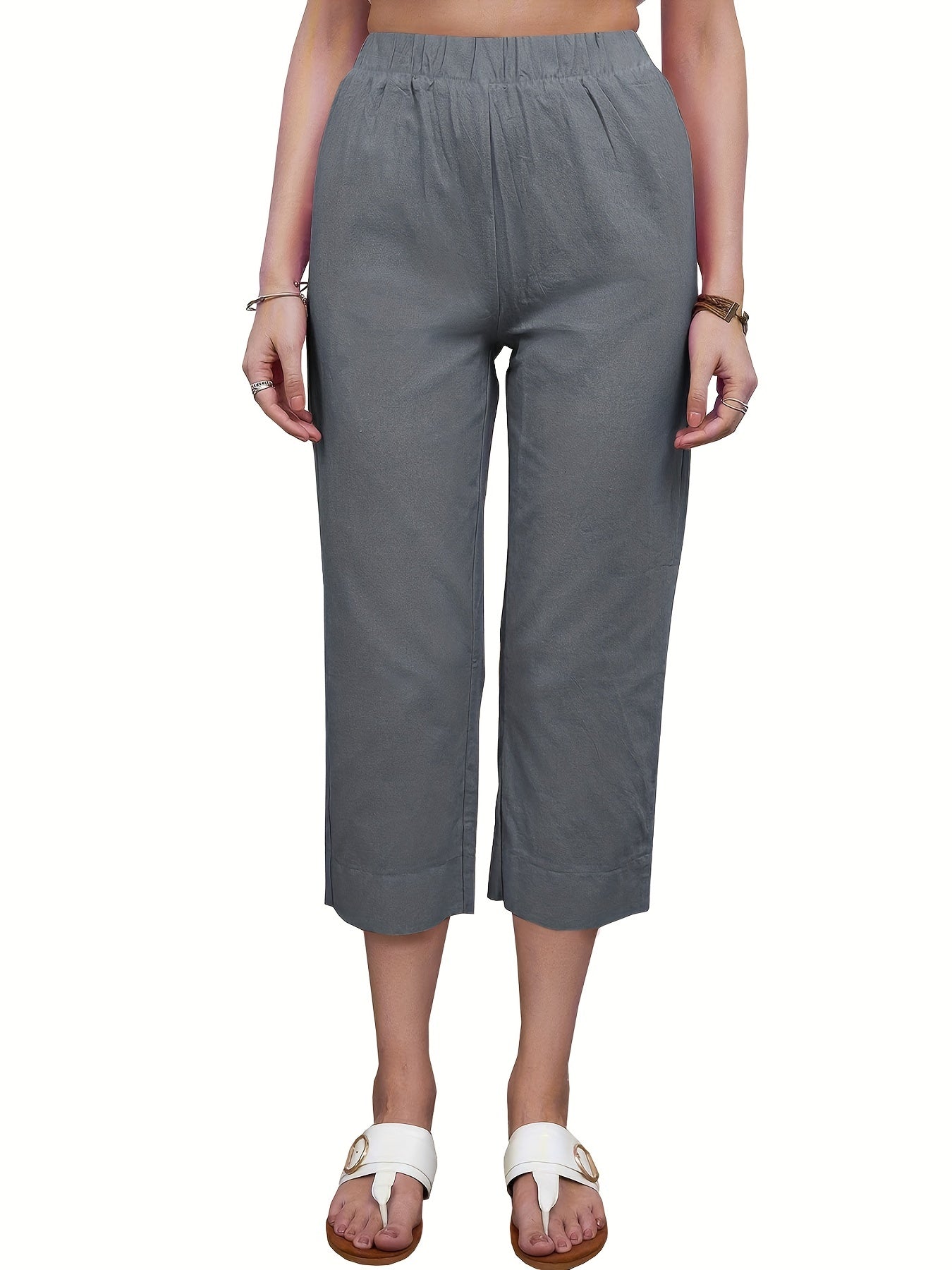 High Waist Cropped Pants for Summer & Spring