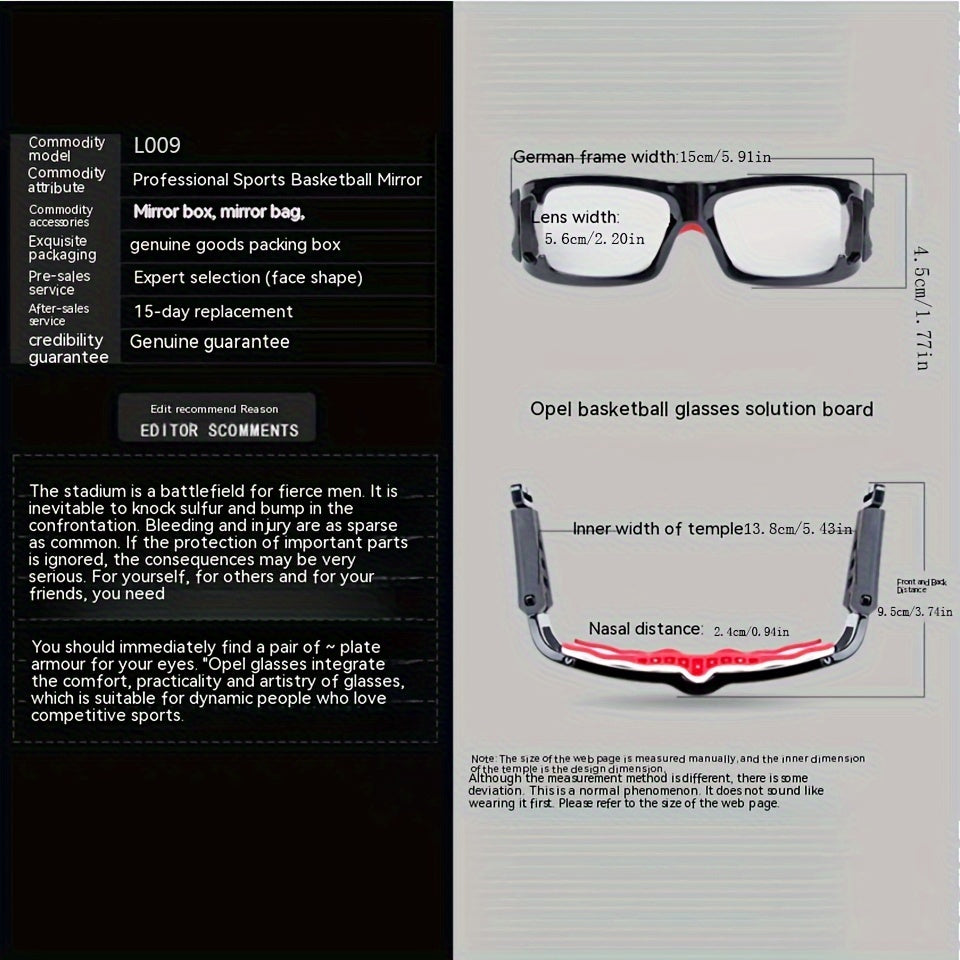 Anti Collision Sports Glasses for Football Basketball Training