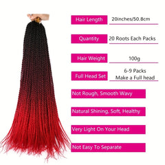 8 Cm Senegalese Twist Hair Crochet Braids Extensions 20 Strands
