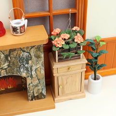 1:12 Mini Artificial Flower Basket w/ Potted Hydrangea Mix